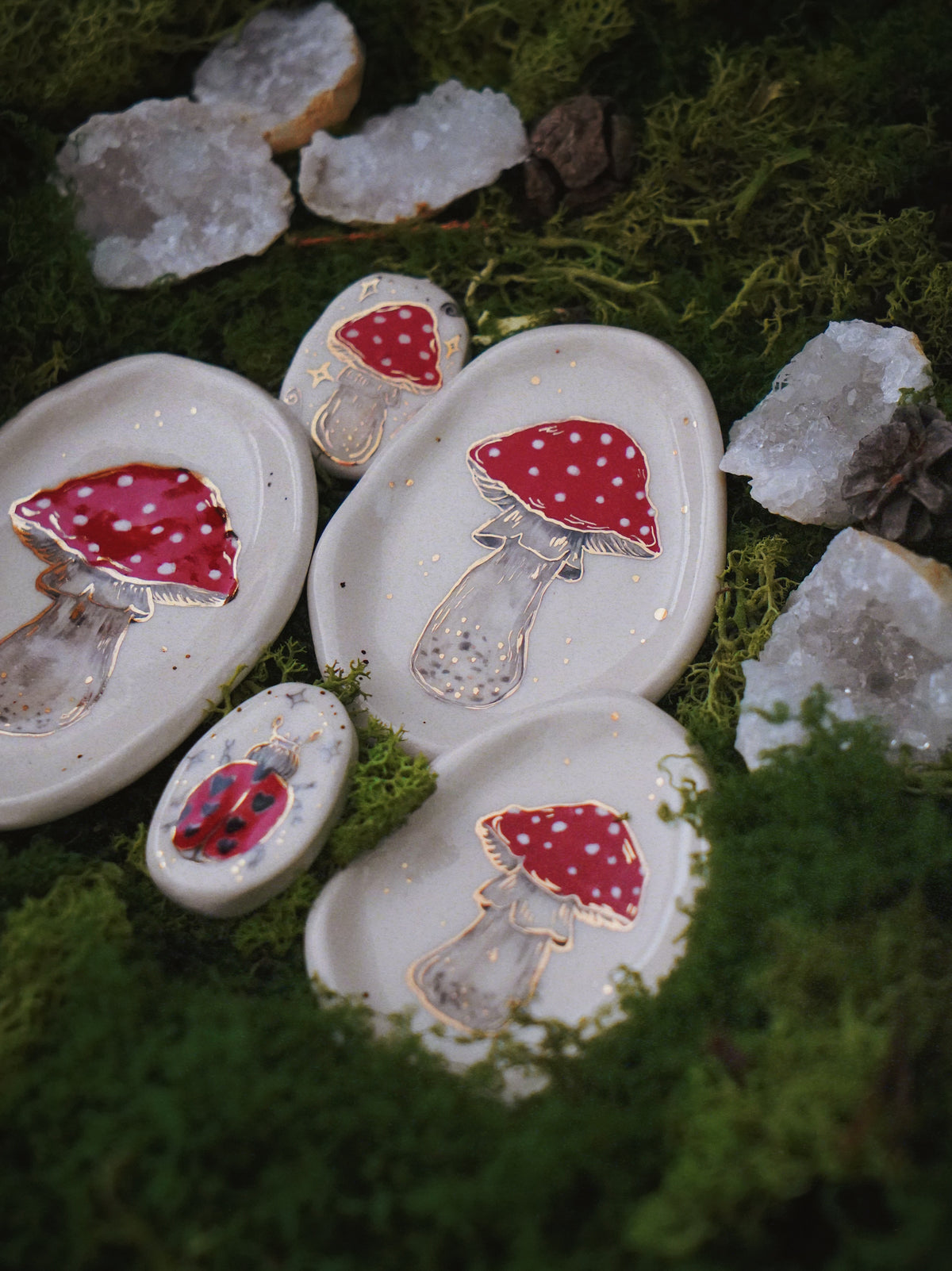 Golden Amanita Trinket Dish Set