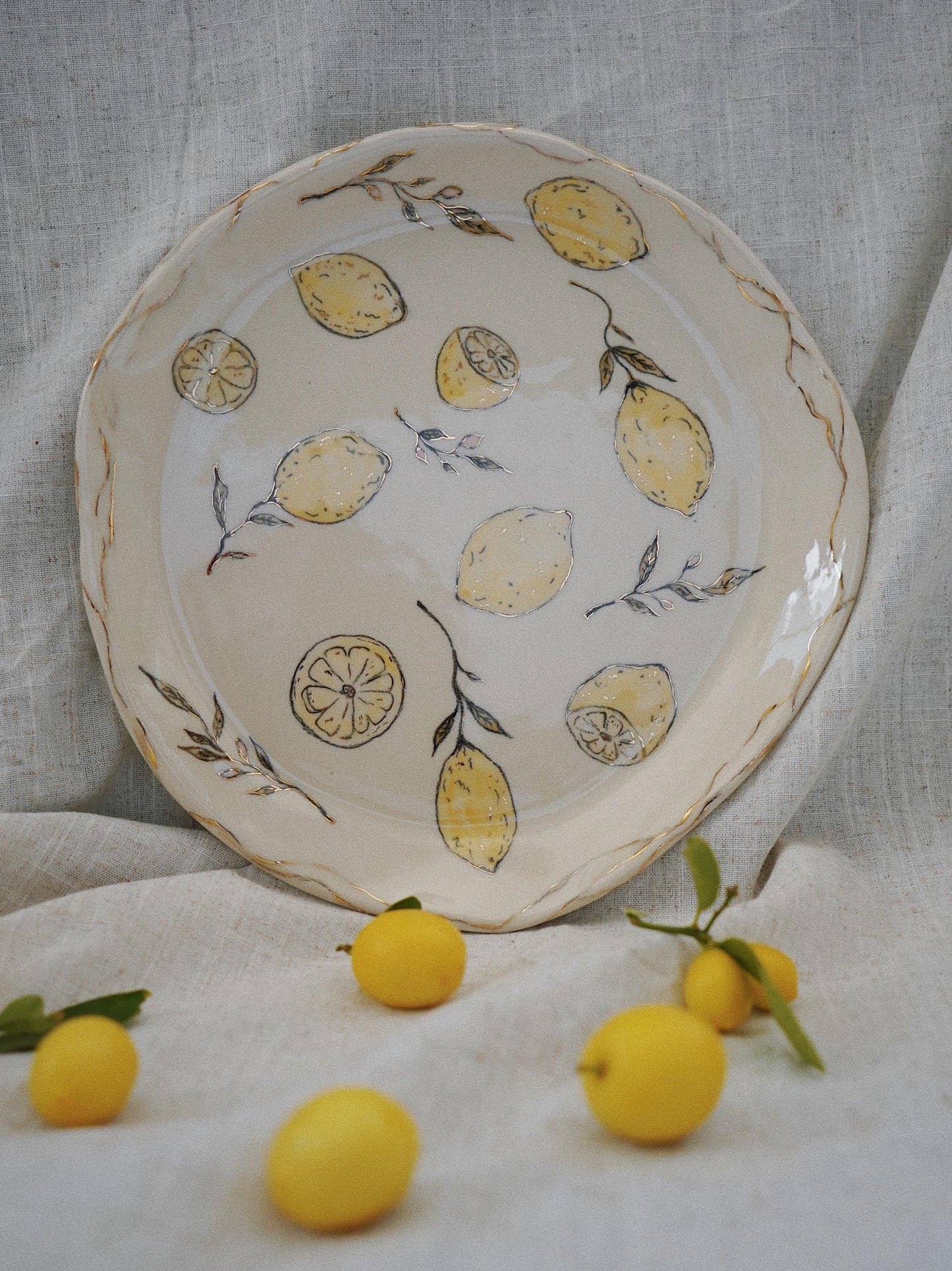 Hand-Painted Lemon Garden Plate