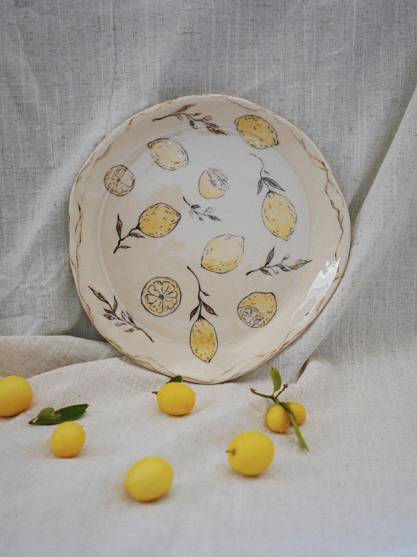 Hand-Painted Lemon Garden Plate