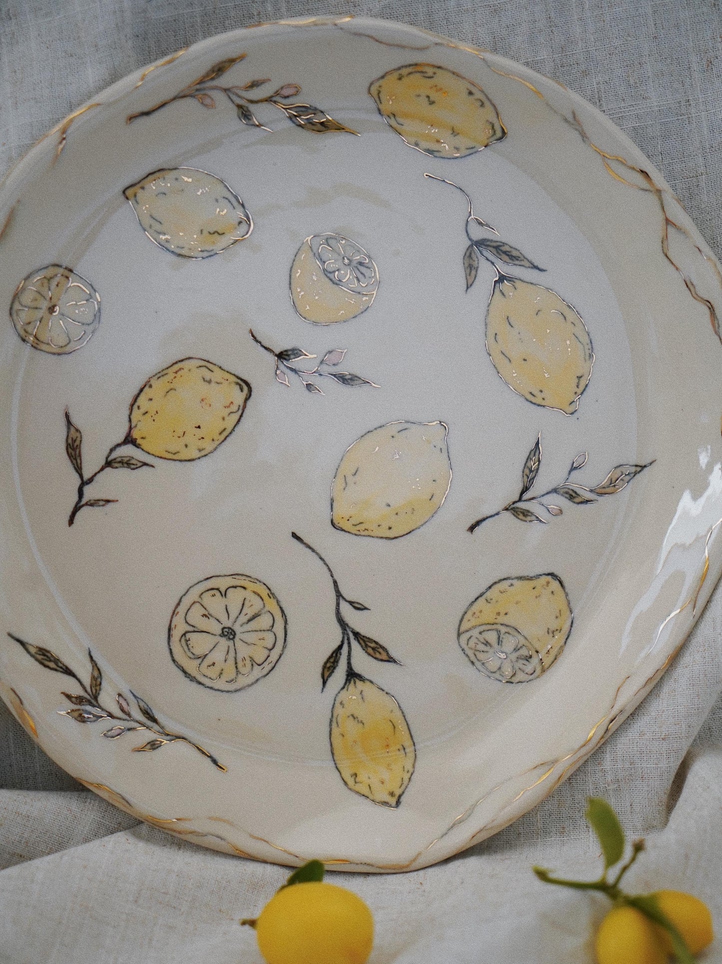 Hand-Painted Lemon Garden Plate