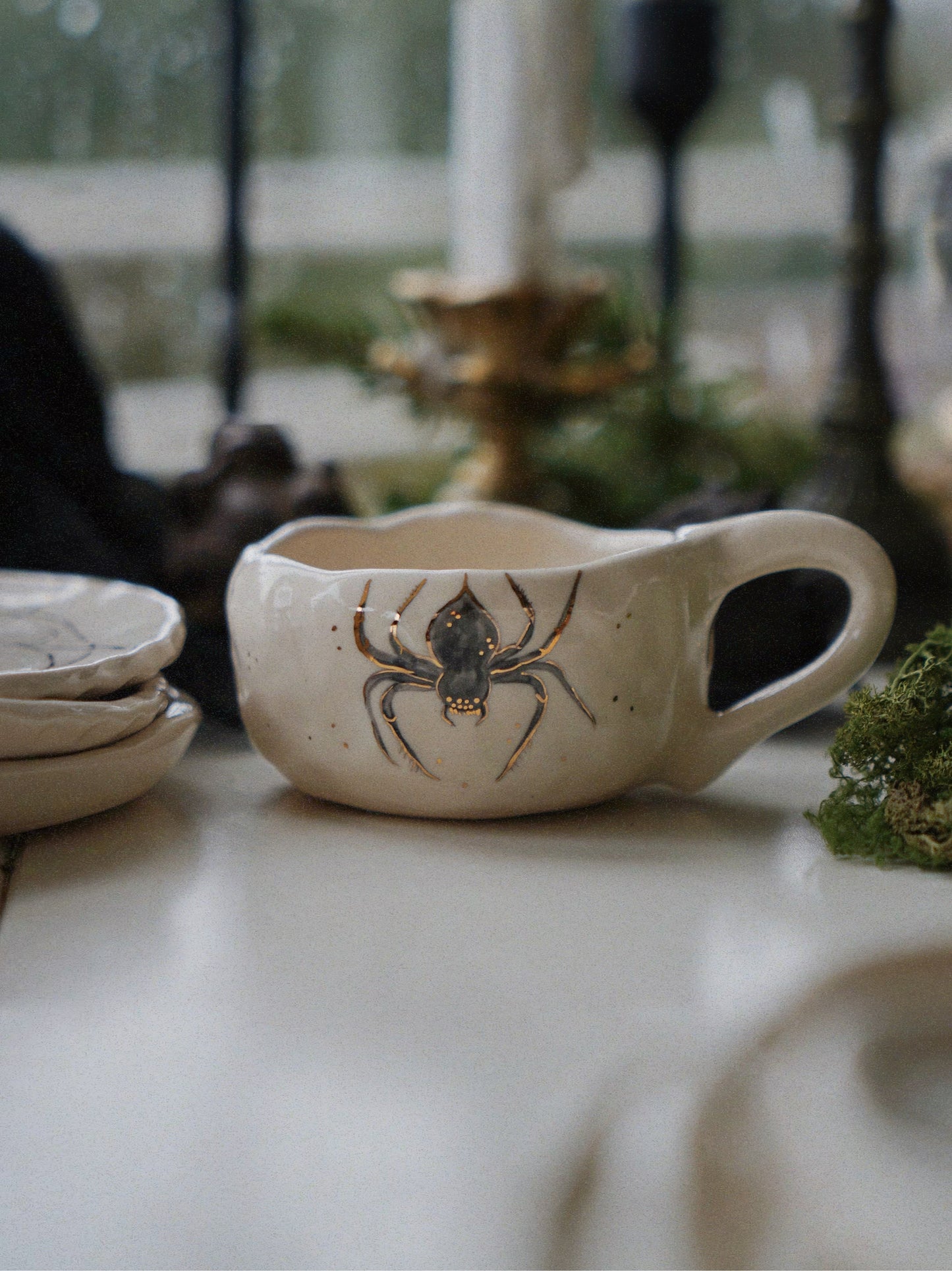 Golden Web Grove Set — Mug & Saucer (130ml)