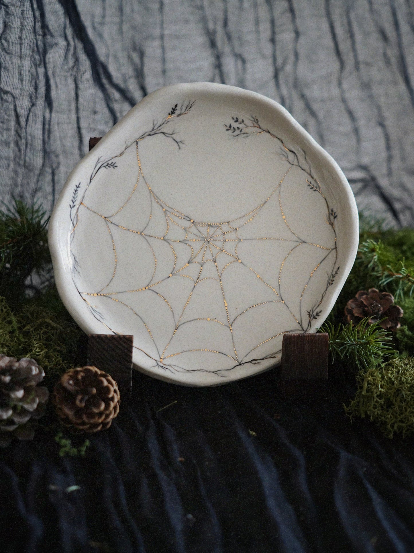 Golden Web Grove Set — Mug & Saucer (130ml)