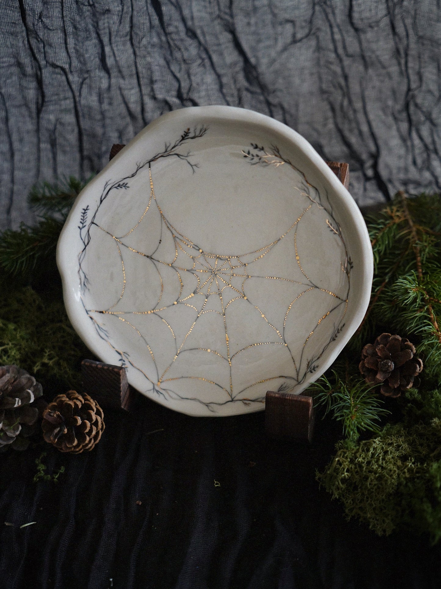 Golden Web Grove Set — Mug & Saucer (130ml)
