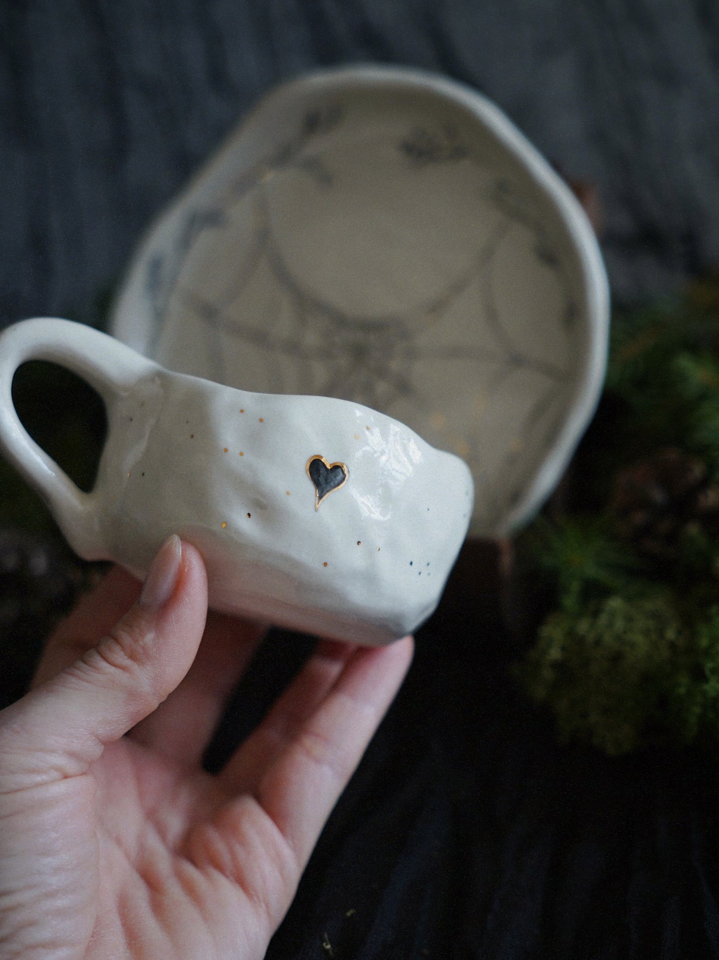 Golden Web Grove Set — Mug & Saucer (130ml)