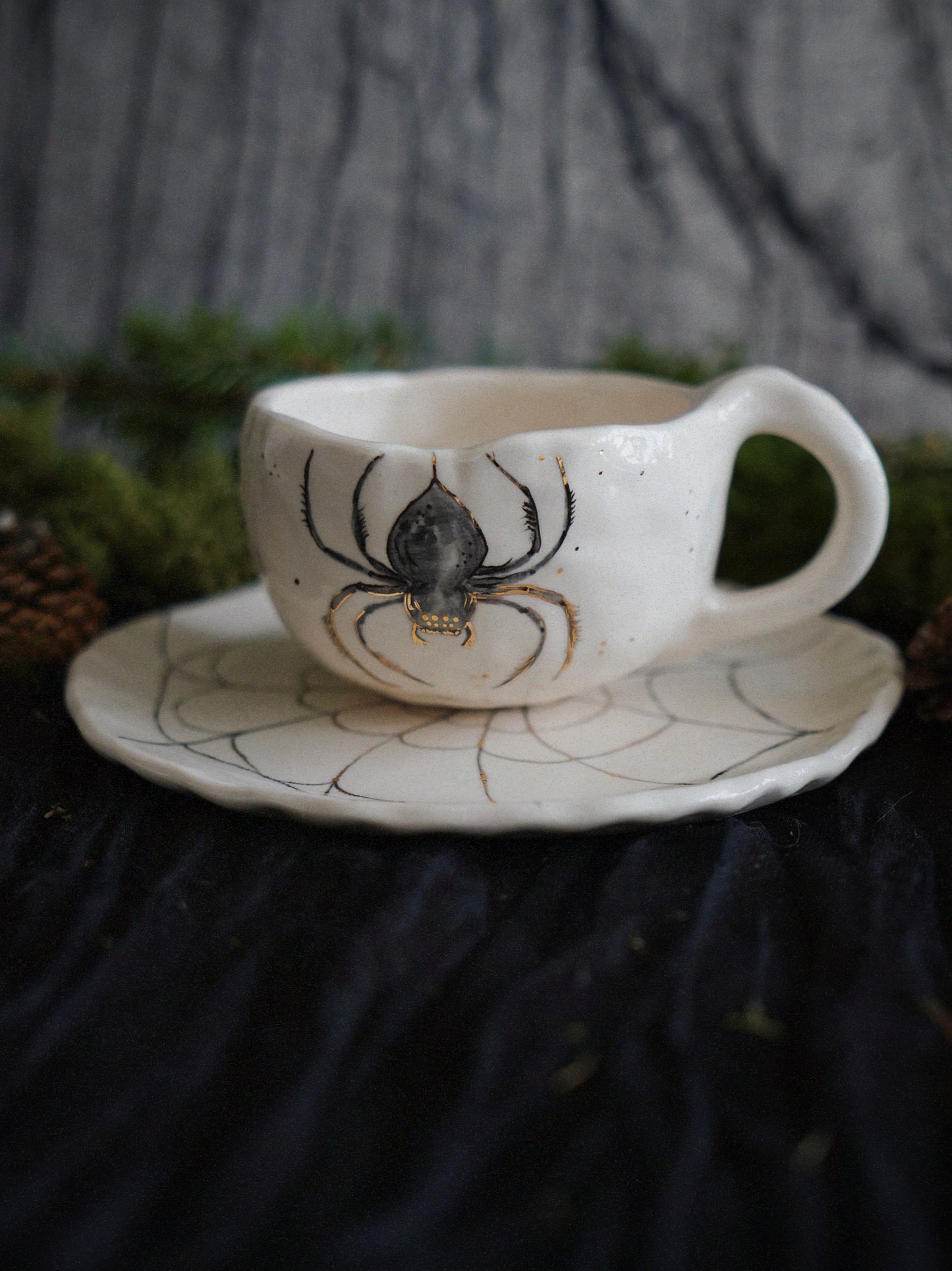Golden Web Ritual Set — Mug & Saucer (150ml)
