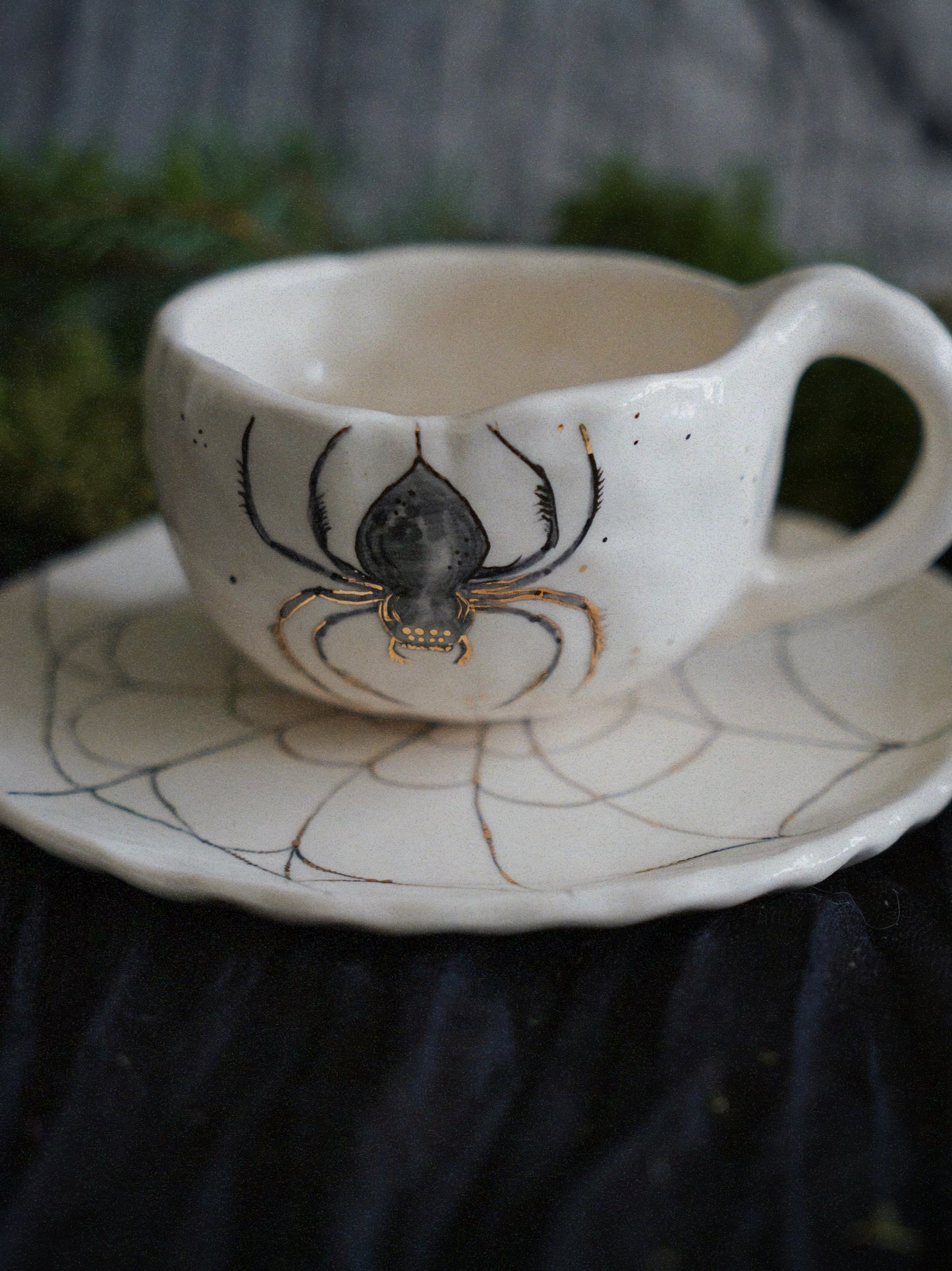 Golden Web Ritual Set — Mug & Saucer (150ml)