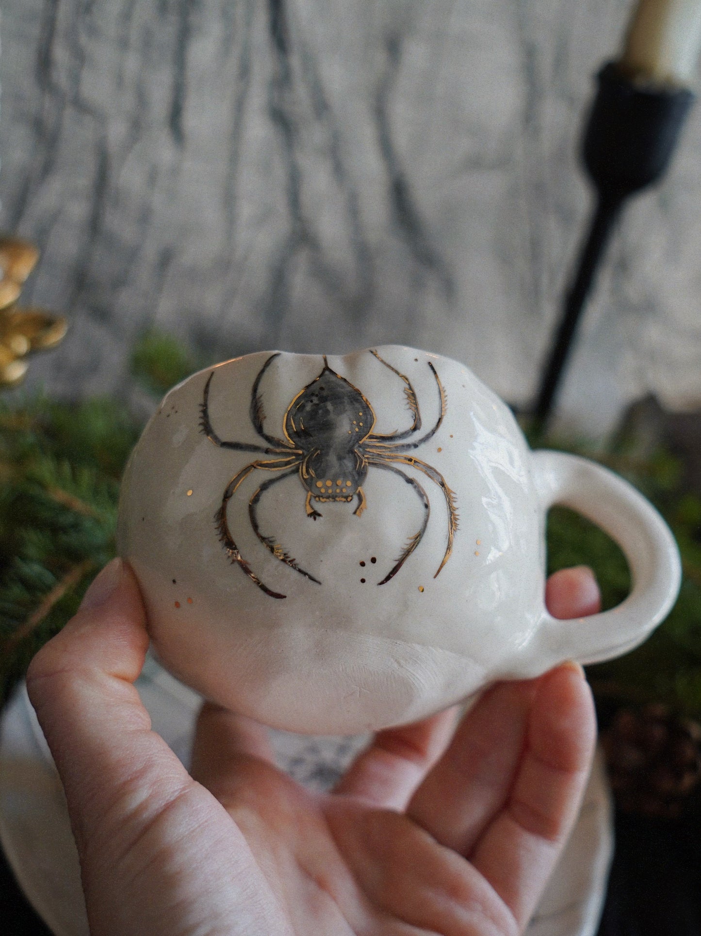 Golden Web Ritual Set — Mug & Saucer (150ml)