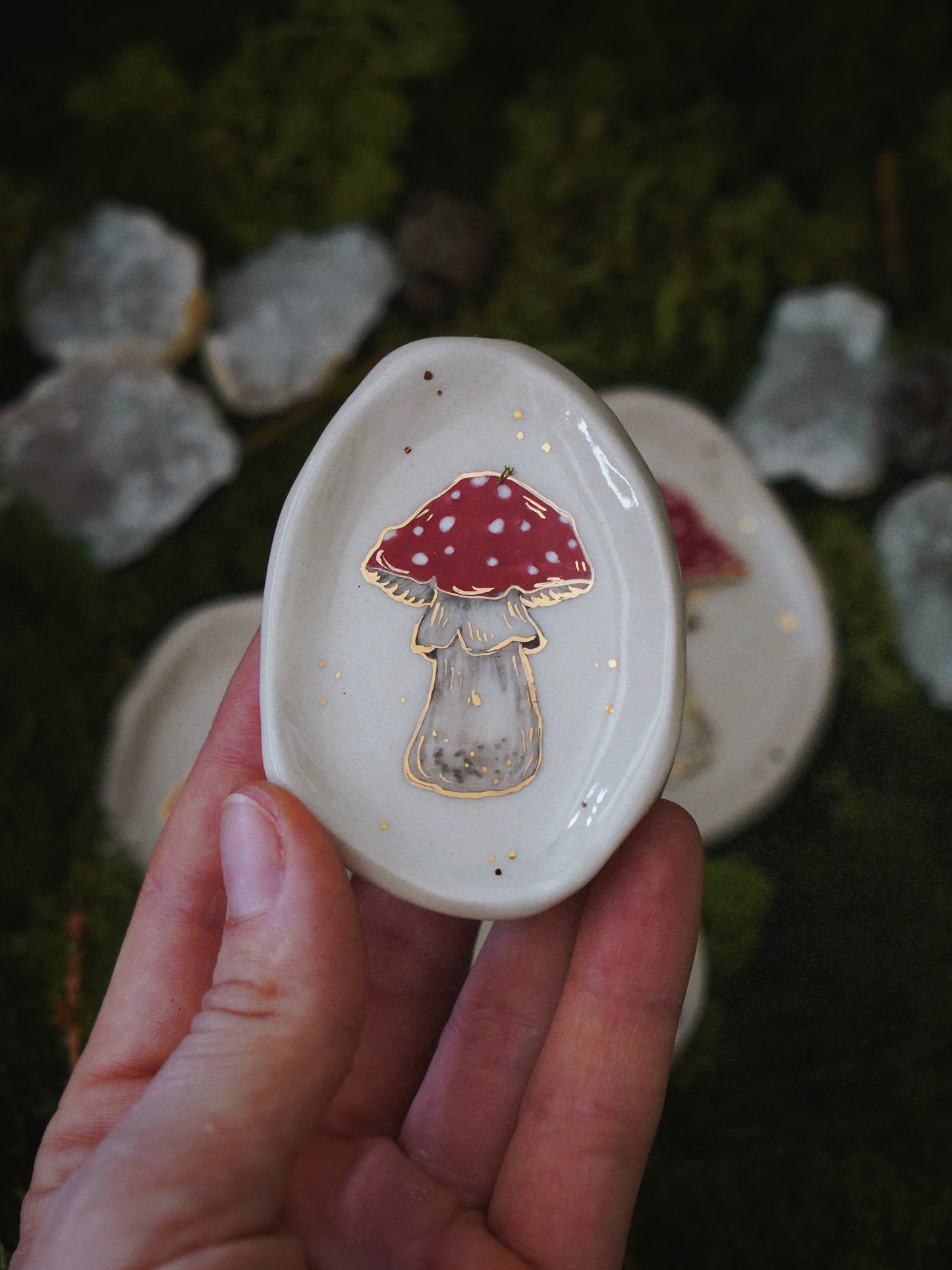 Golden Amanita Trinket Dish Set