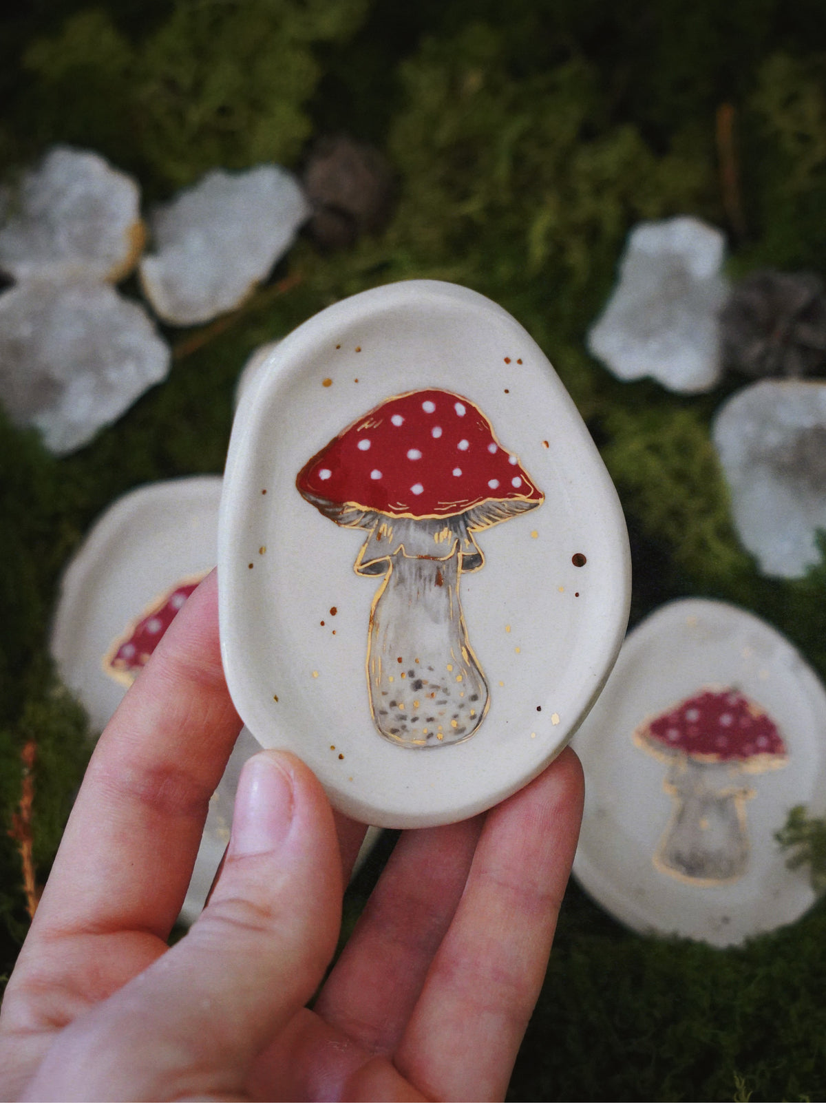 Golden Amanita Trinket Dish Set