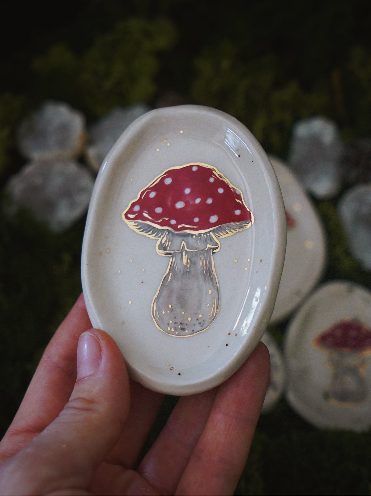 Golden Amanita Trinket Dish Set