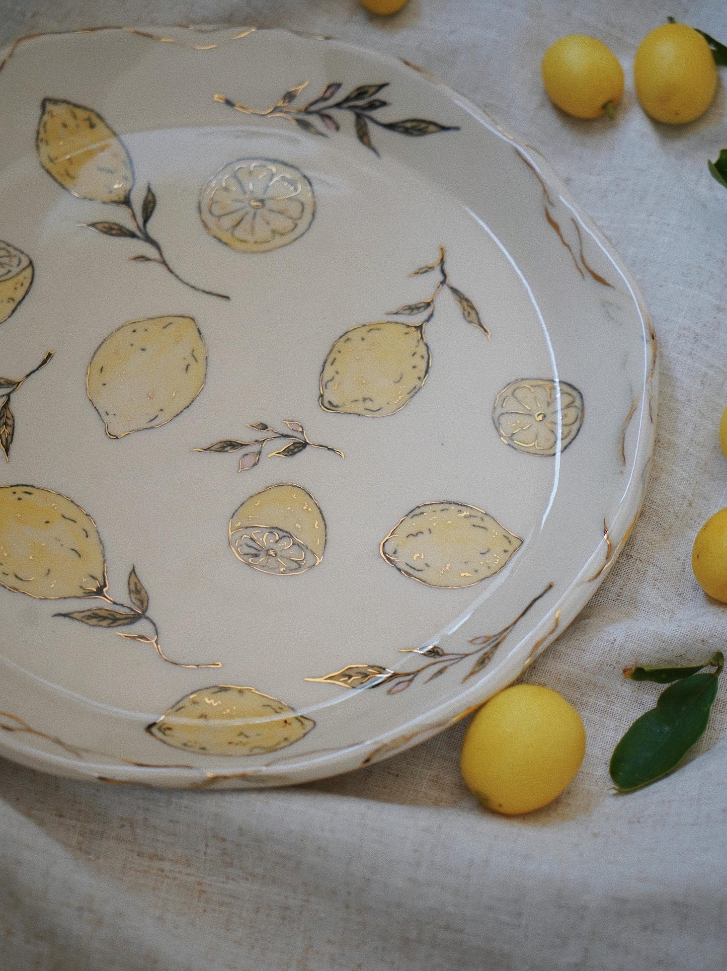 Hand-Painted Lemon Garden Plate